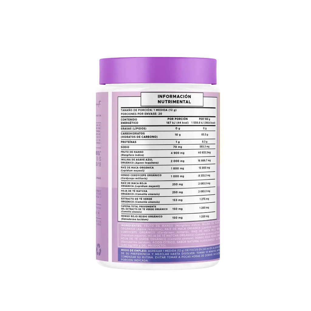 Focus Pre Entreno Vegano - 240 g - 20 servicios