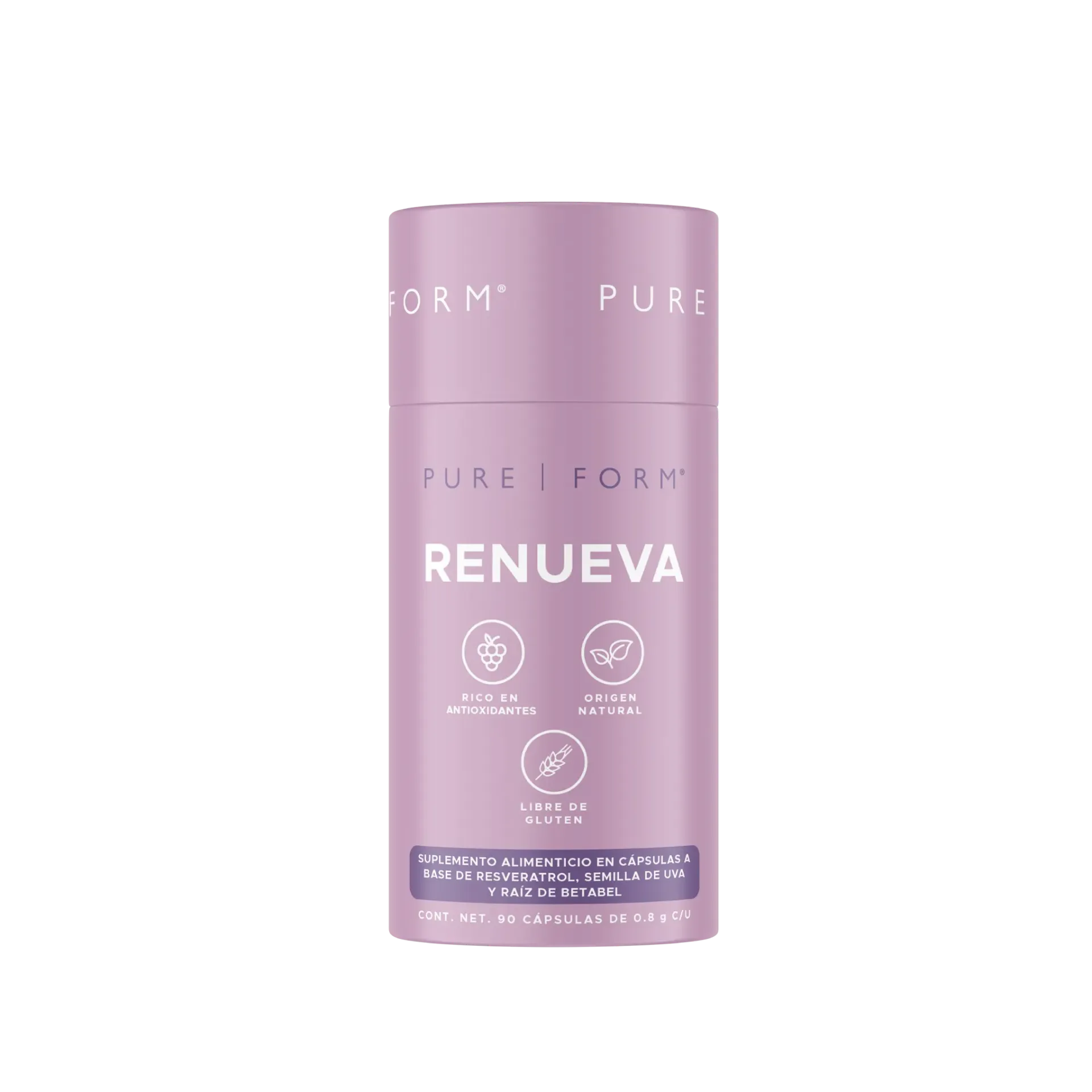 Renueva | Resveratrol 98% con semilla de uva | 90 cápsulas 45 servicios