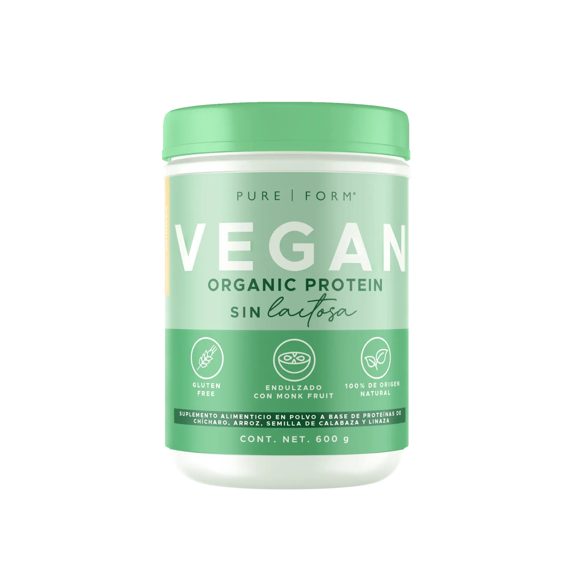 Vegan | proteína vegana a base de chícharo arroz, semilla de calabaza y linaza | 600 g 18 servicios